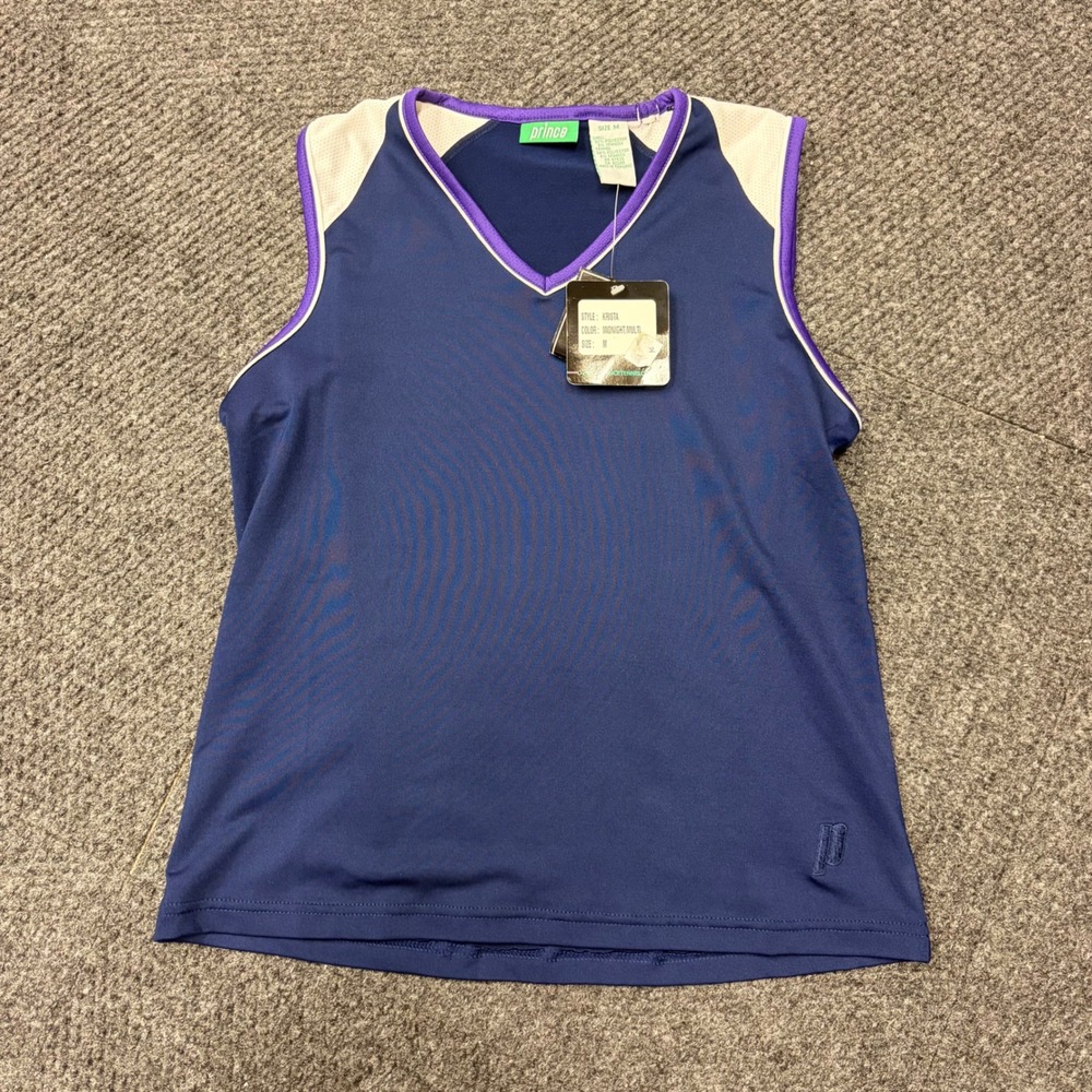Prince Krista Tennis Tank Top Midnight Multi Navy Purple V-Neck Sleeveless M NWT